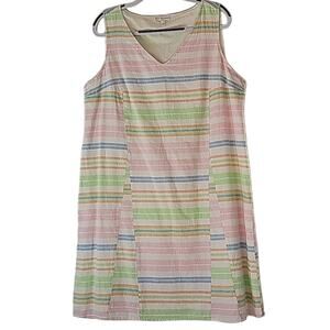 Womens Sz XL Pastel Fairy Beachy Vacation Linen Blend Lined Kim Rogers Dress